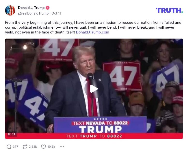 Post image from Donald Trump