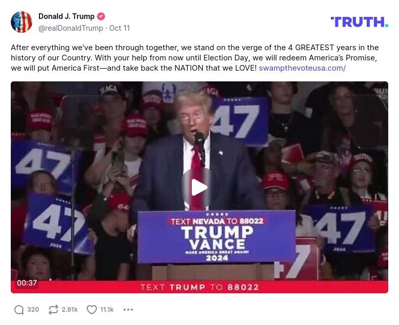 Post image from Donald Trump