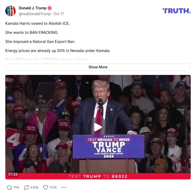 Post image from Donald Trump