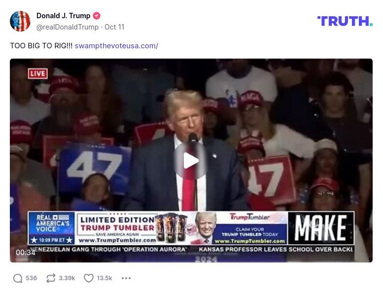 Post image from Donald Trump