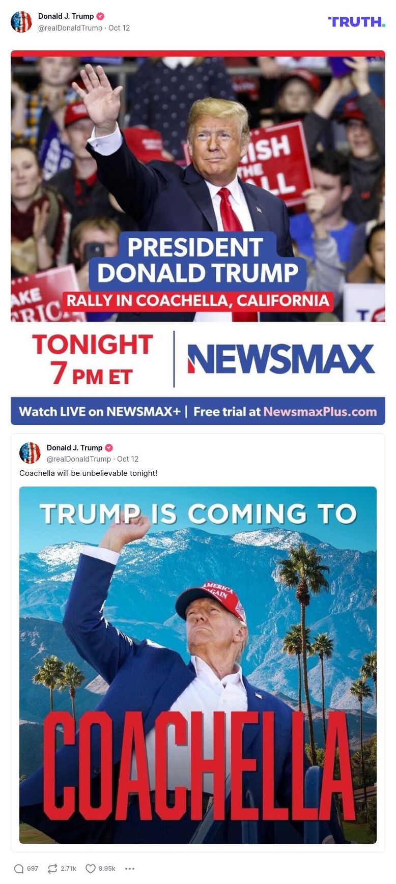 Post image from Donald Trump