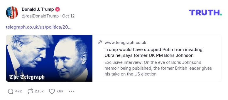 Post preview from Donald Trump