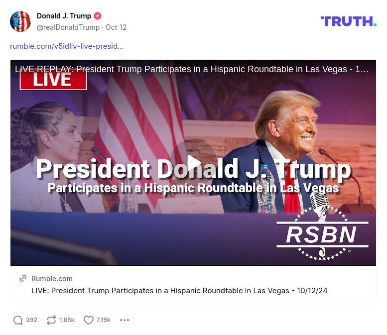 Post image from Donald Trump