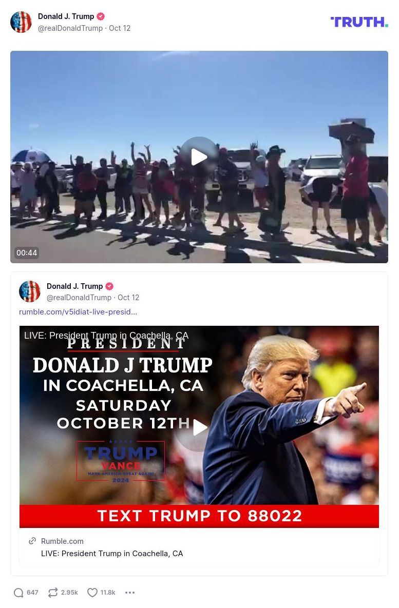 Post image from Donald Trump