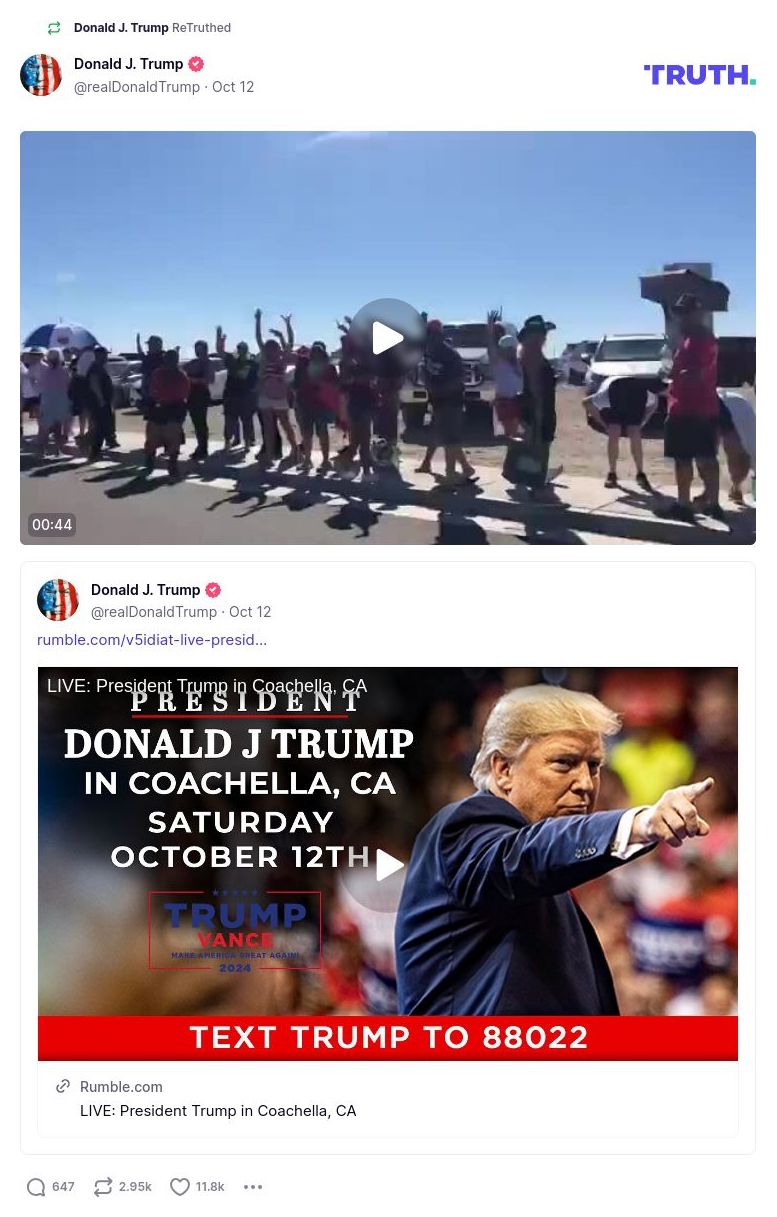 Post image from Donald Trump