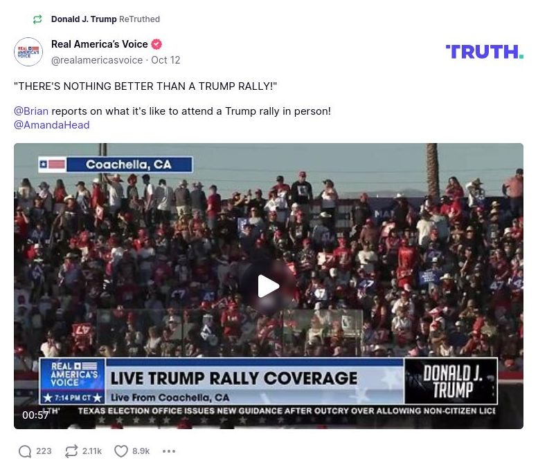 Post image from Donald Trump