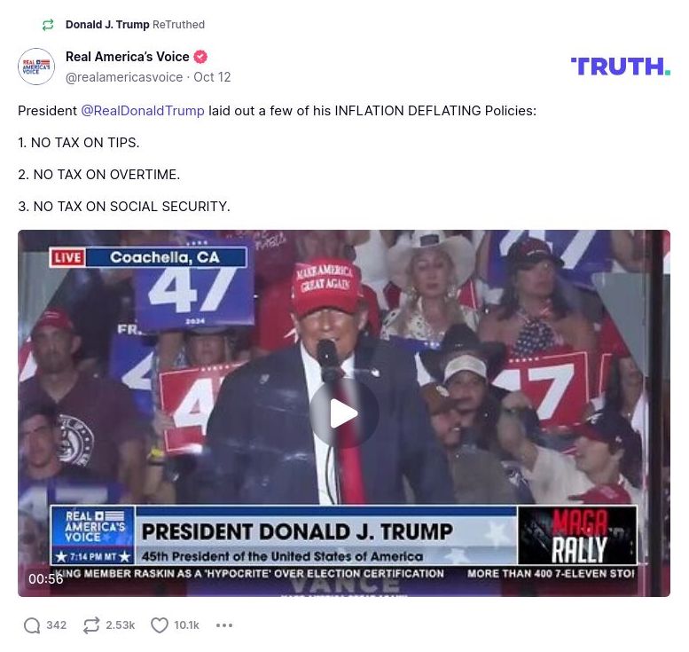 Post preview from Donald Trump