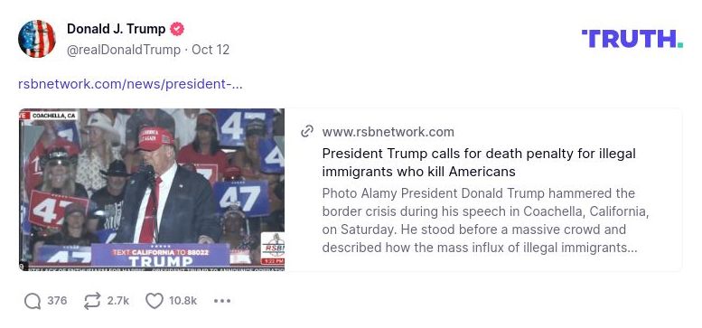 Post image from Donald Trump