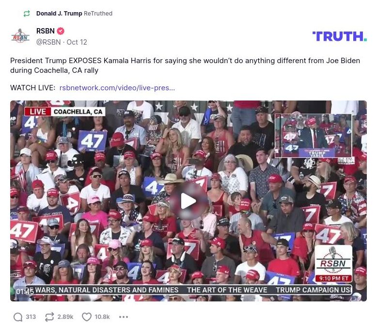 Post preview from Donald Trump