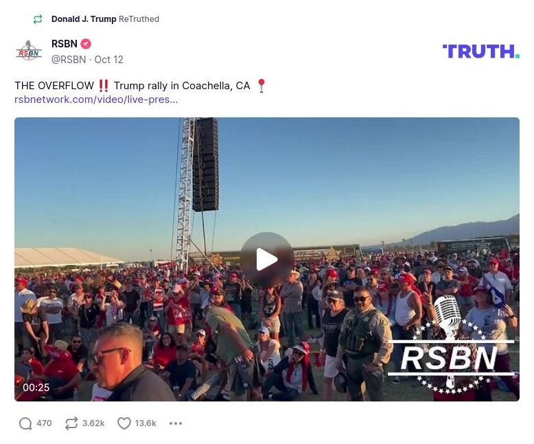 Post image from Donald Trump