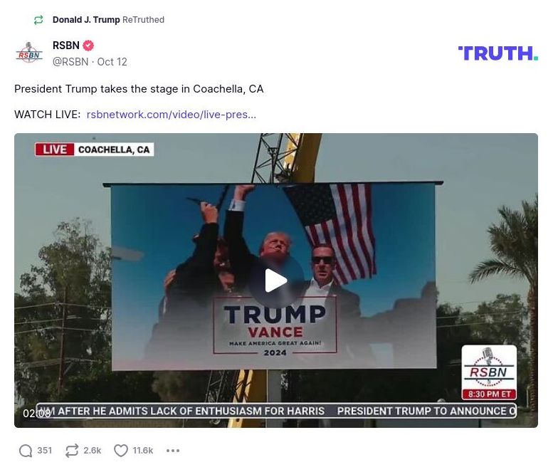 Post image from Donald Trump