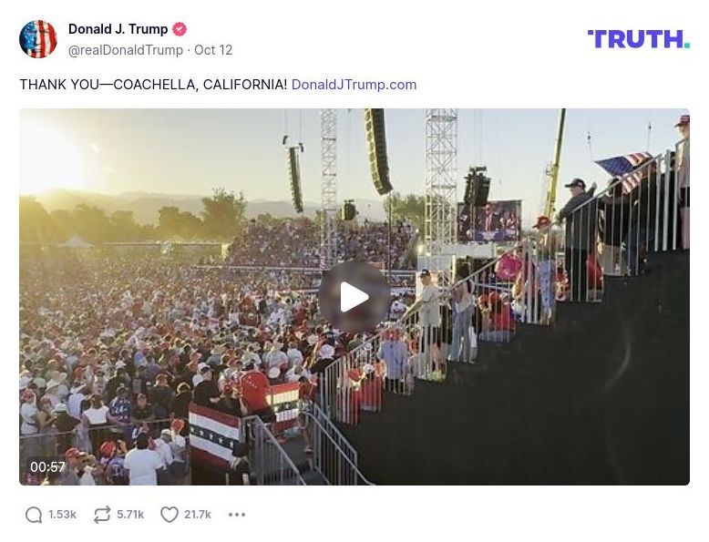 Post image from Donald Trump