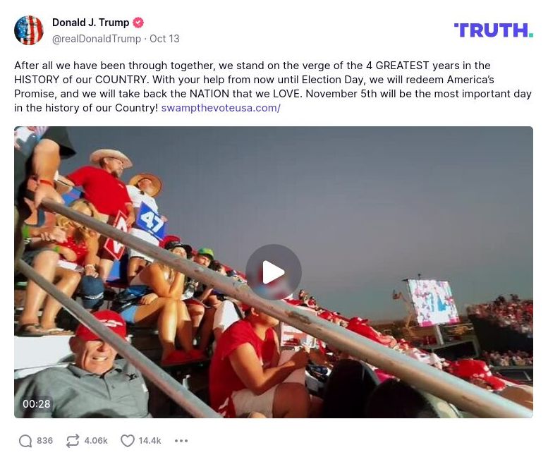 Post image from Donald Trump