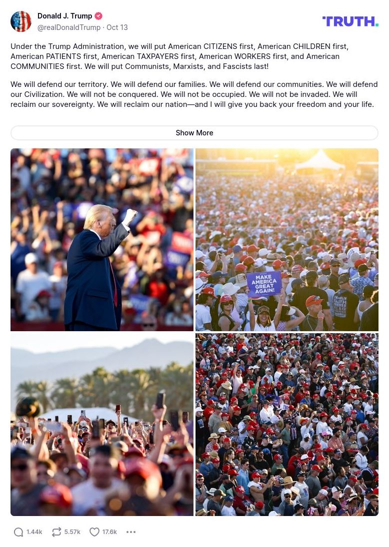 Post image from Donald Trump