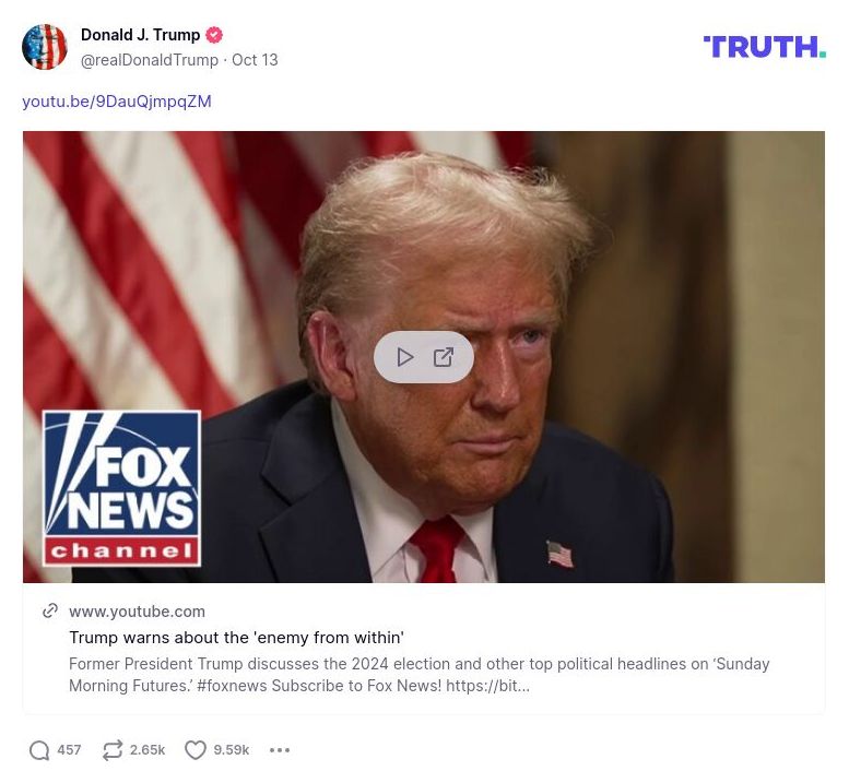 Post image from Donald Trump