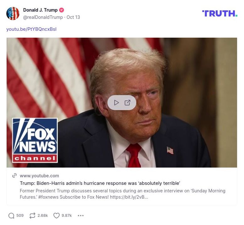 Post image from Donald Trump