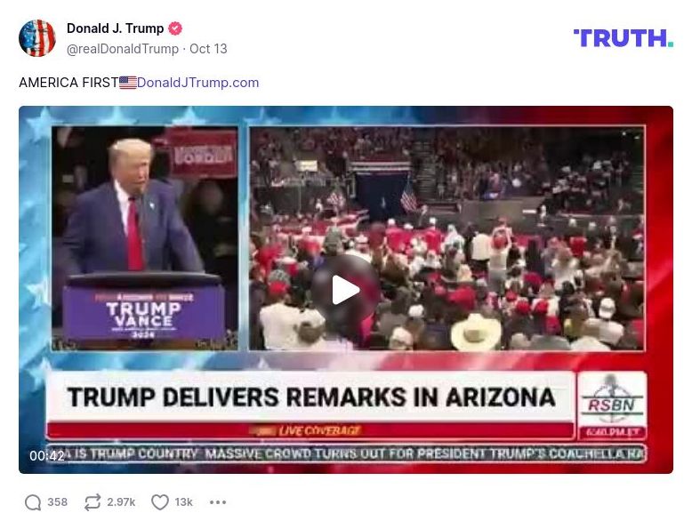 Post image from Donald Trump