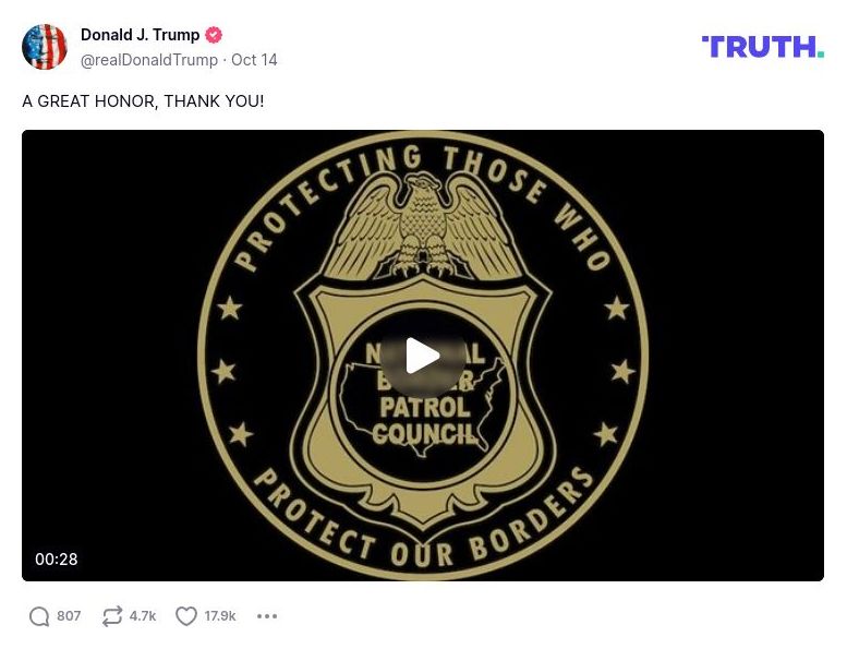 Post image from Donald Trump