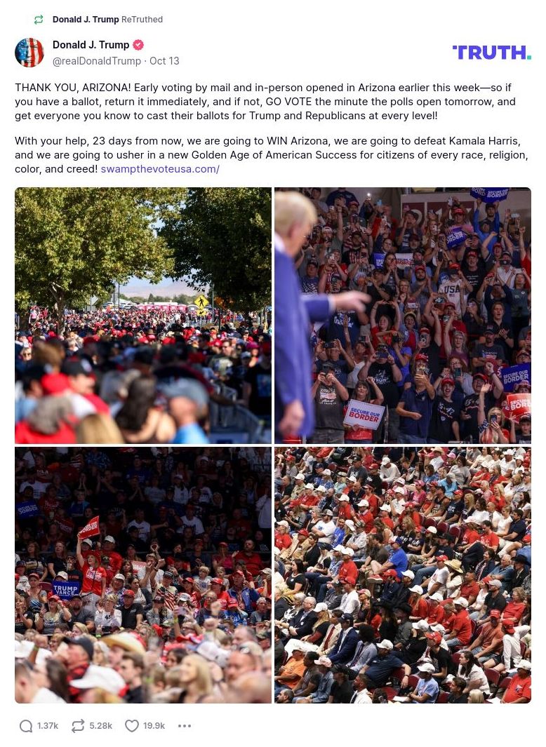 Post image from Donald Trump