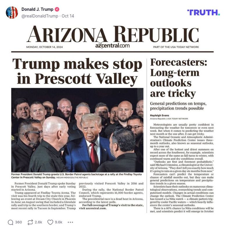 Post image from Donald Trump