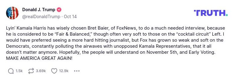 Post image from Donald Trump