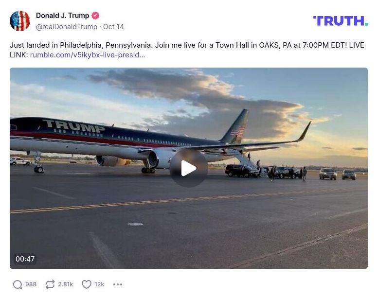 Post image from Donald Trump