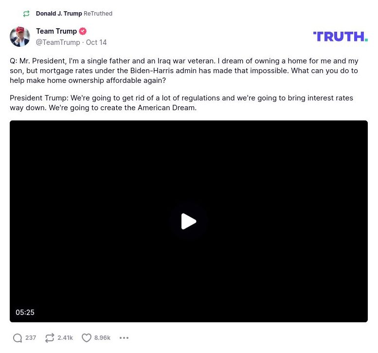 Post preview from Donald Trump