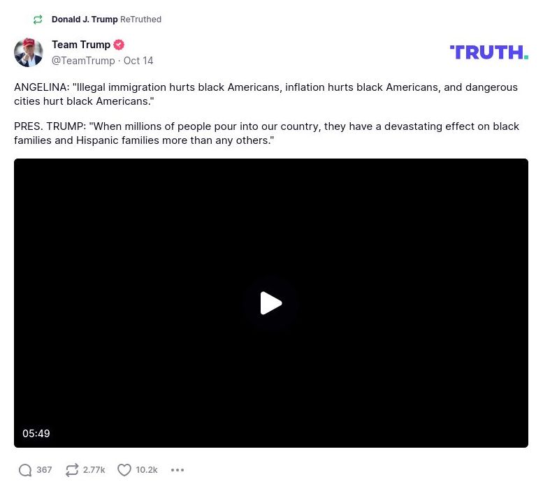 Post preview from Donald Trump