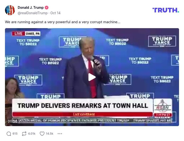 Post image from Donald Trump