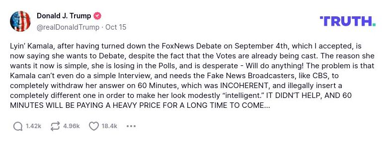 Post image from Donald Trump