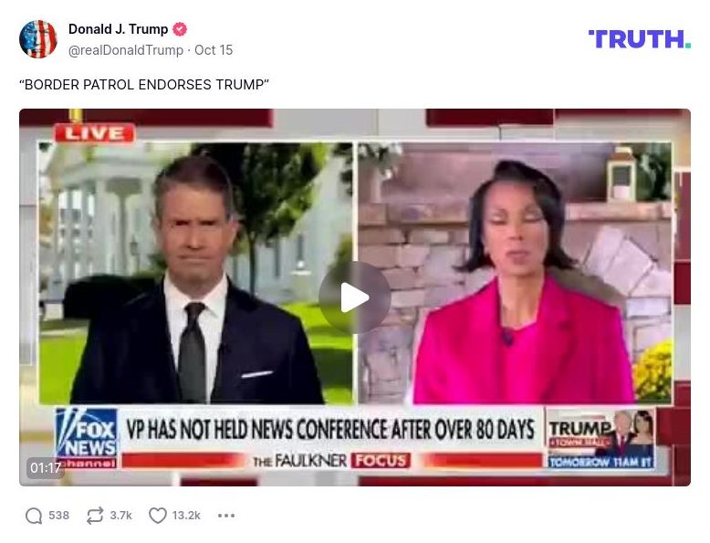 Post image from Donald Trump