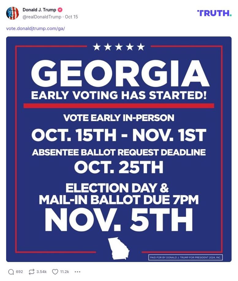 Post image from Donald Trump