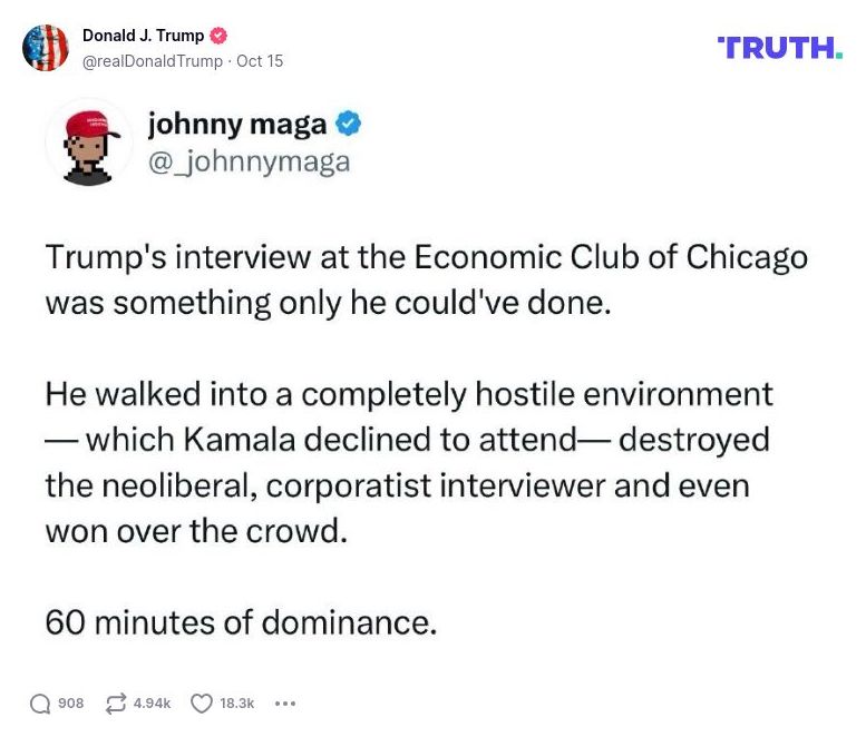 Post image from Donald Trump