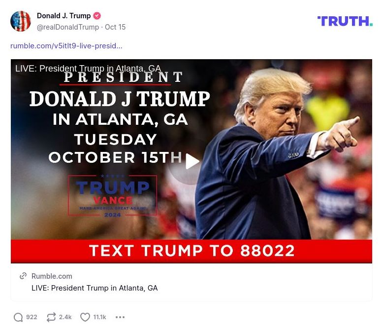 Post image from Donald Trump