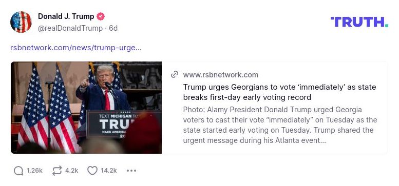 Post image from Donald Trump