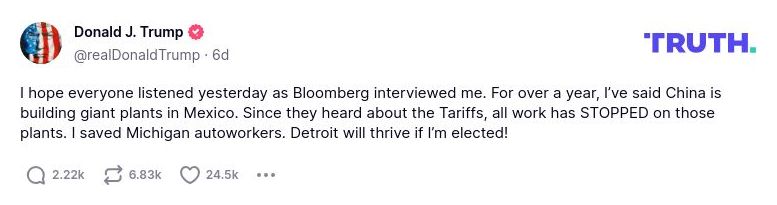 Post preview from Donald Trump