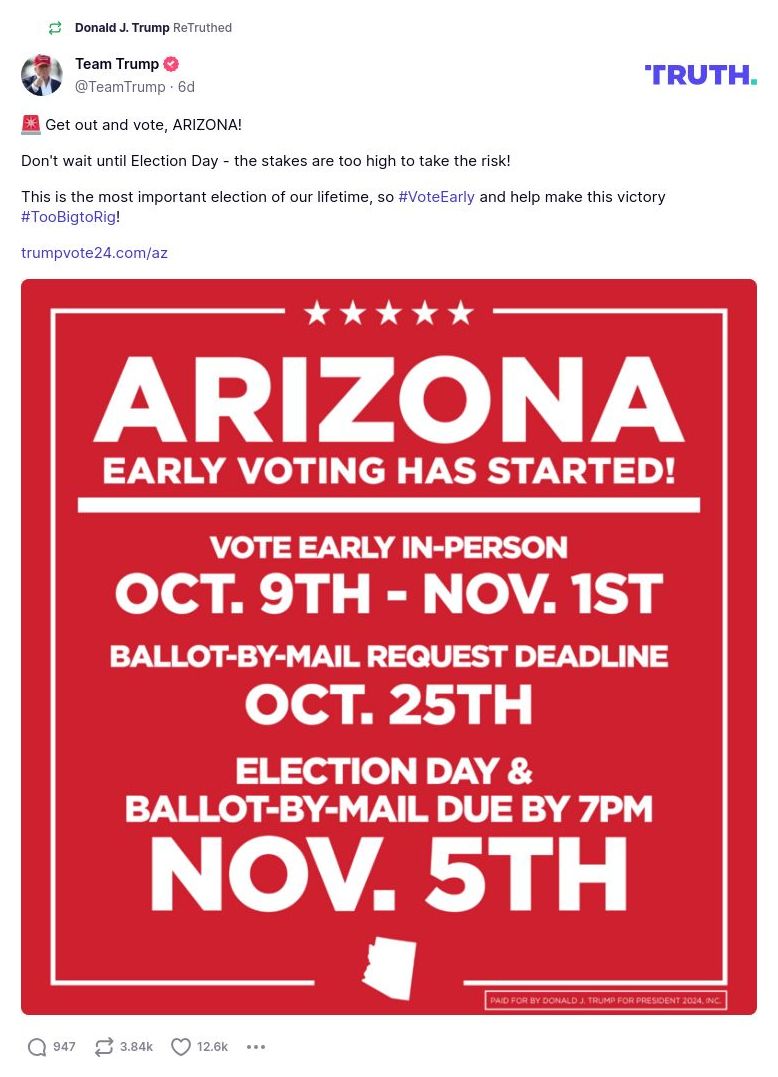 Post image from Donald Trump