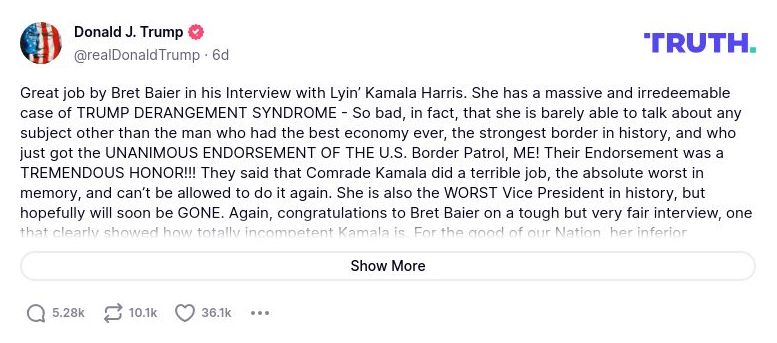 Post image from Donald Trump