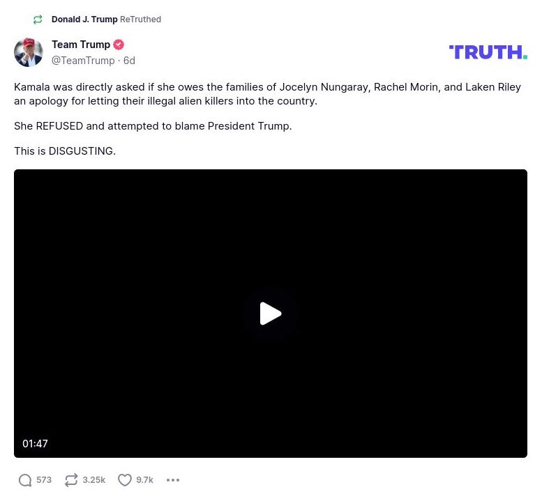 Post image from Donald Trump