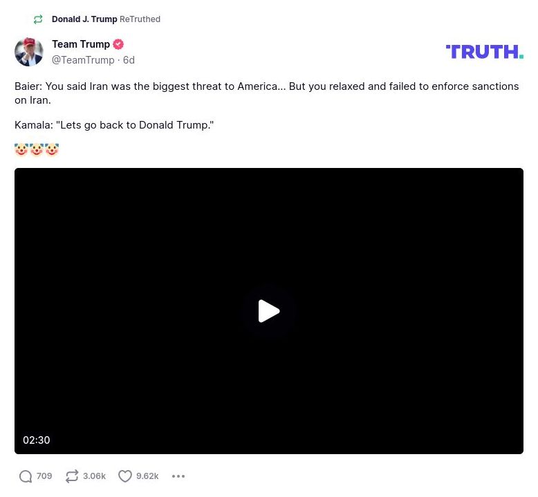 Post preview from Donald Trump