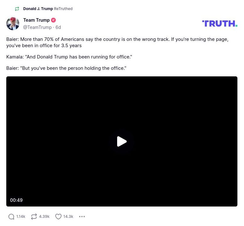 Post image from Donald Trump