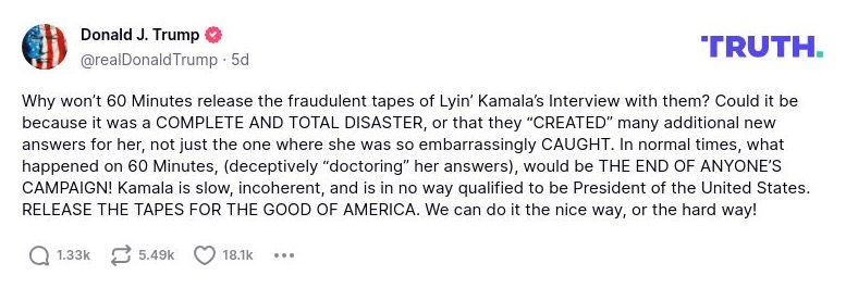 Post image from Donald Trump