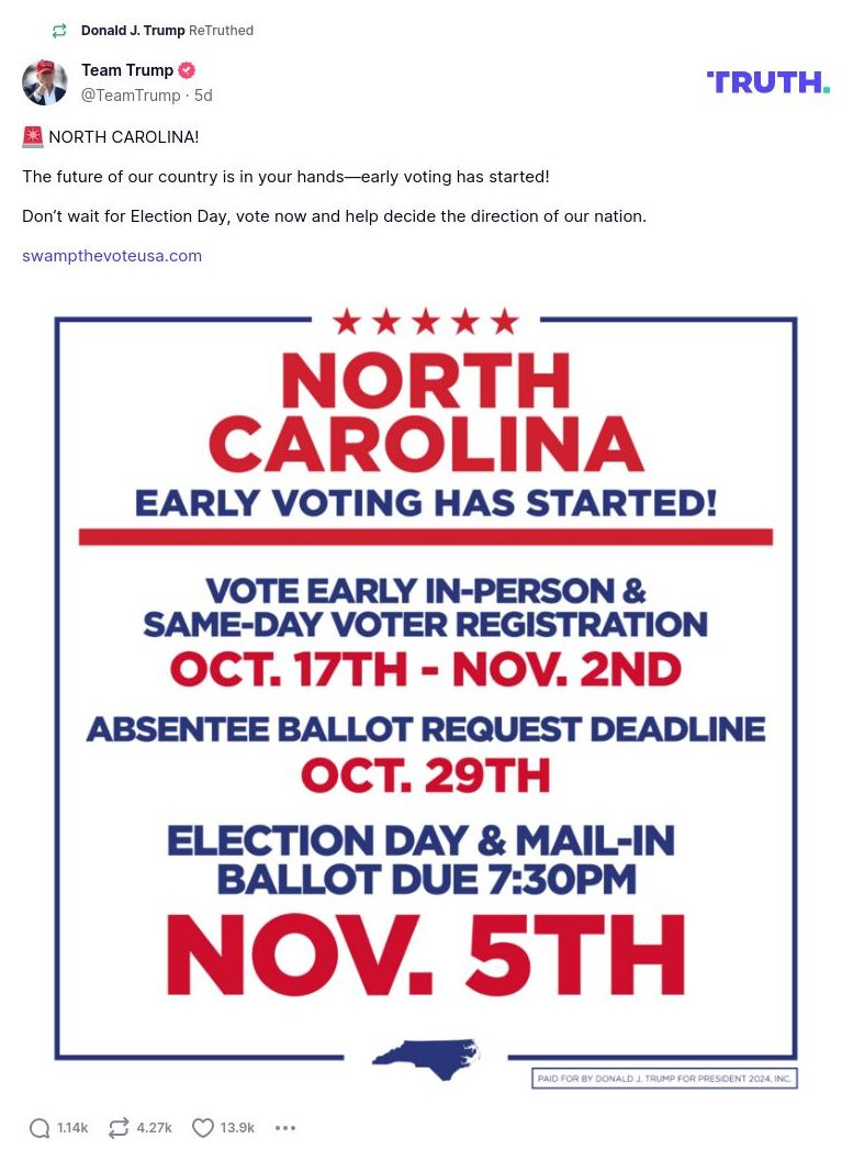 Post image from Donald Trump