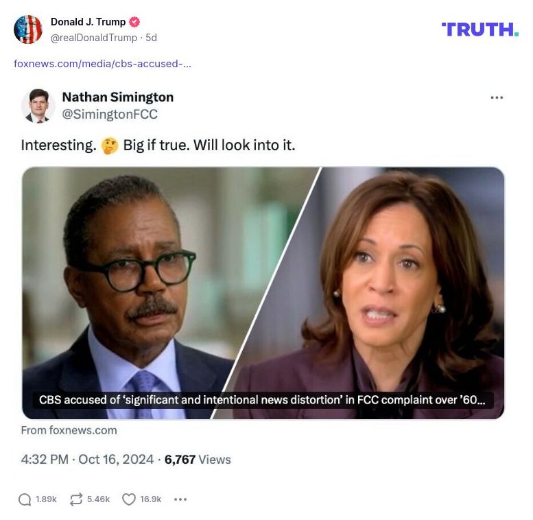 Post image from Donald Trump