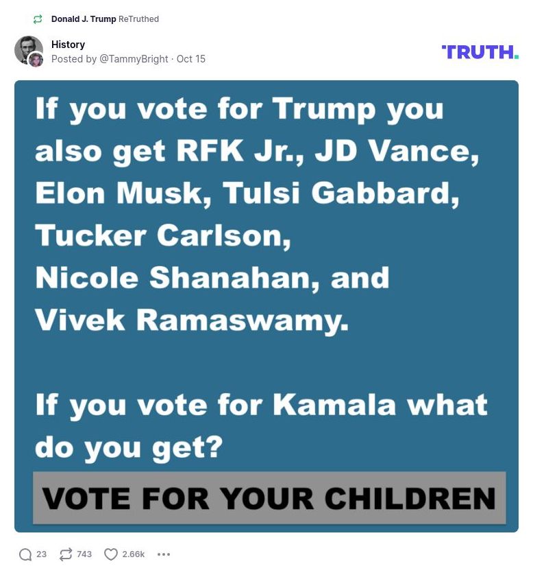 Post image from Donald Trump