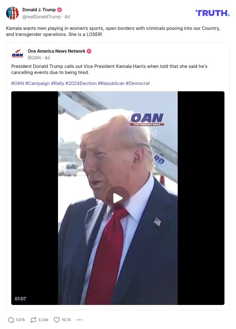 Post image from Donald Trump