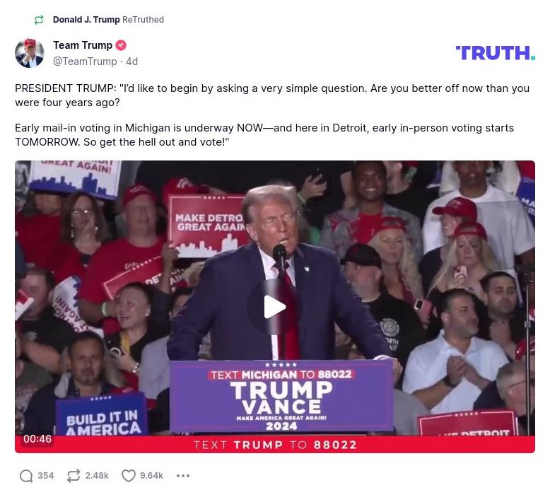 Post image from Donald Trump