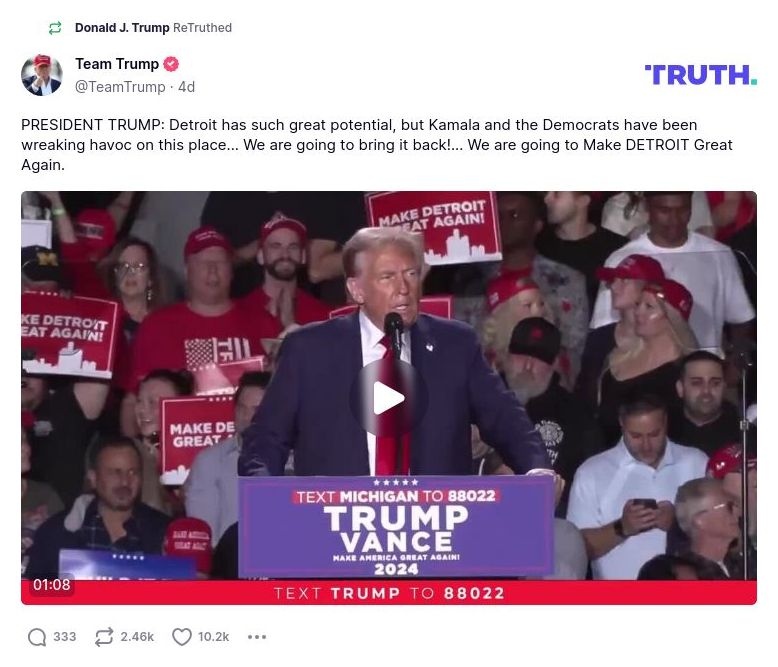 Post image from Donald Trump