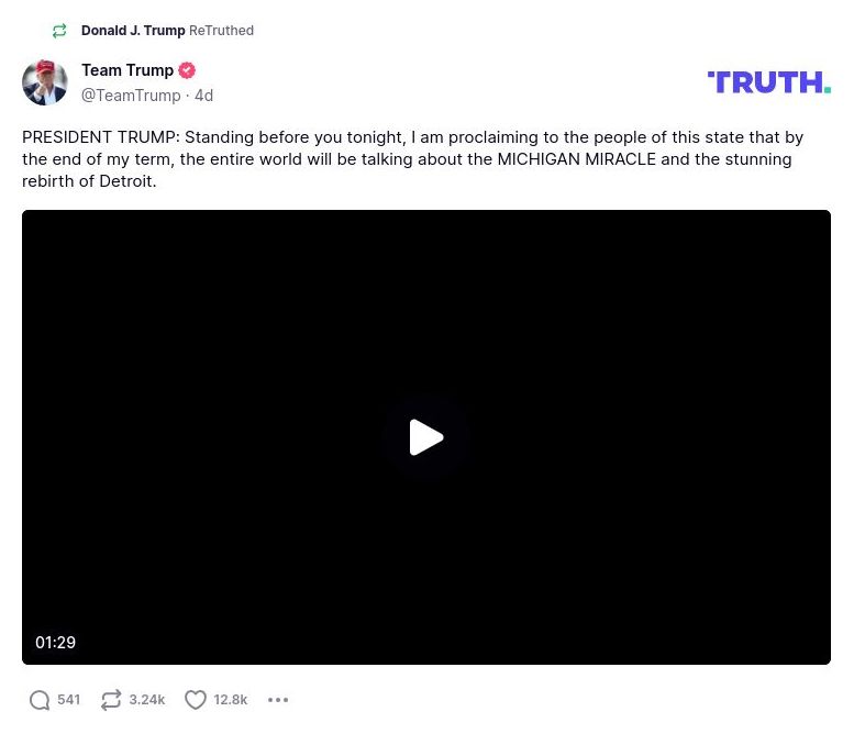 Post image from Donald Trump