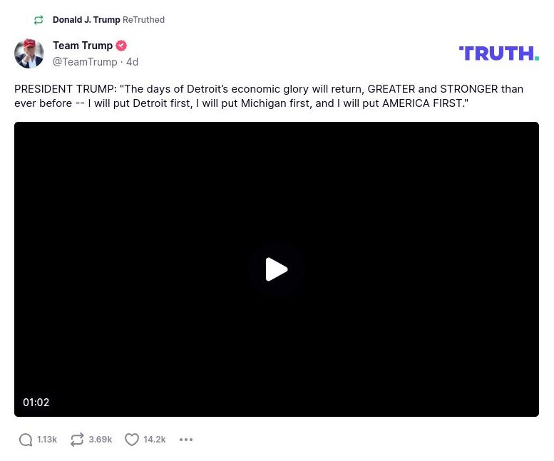 Post image from Donald Trump